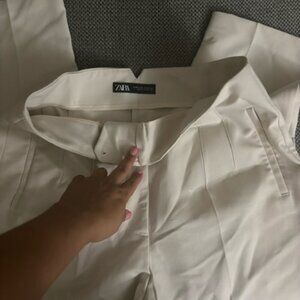 Zara High Waist Pants- Oyster White-Large